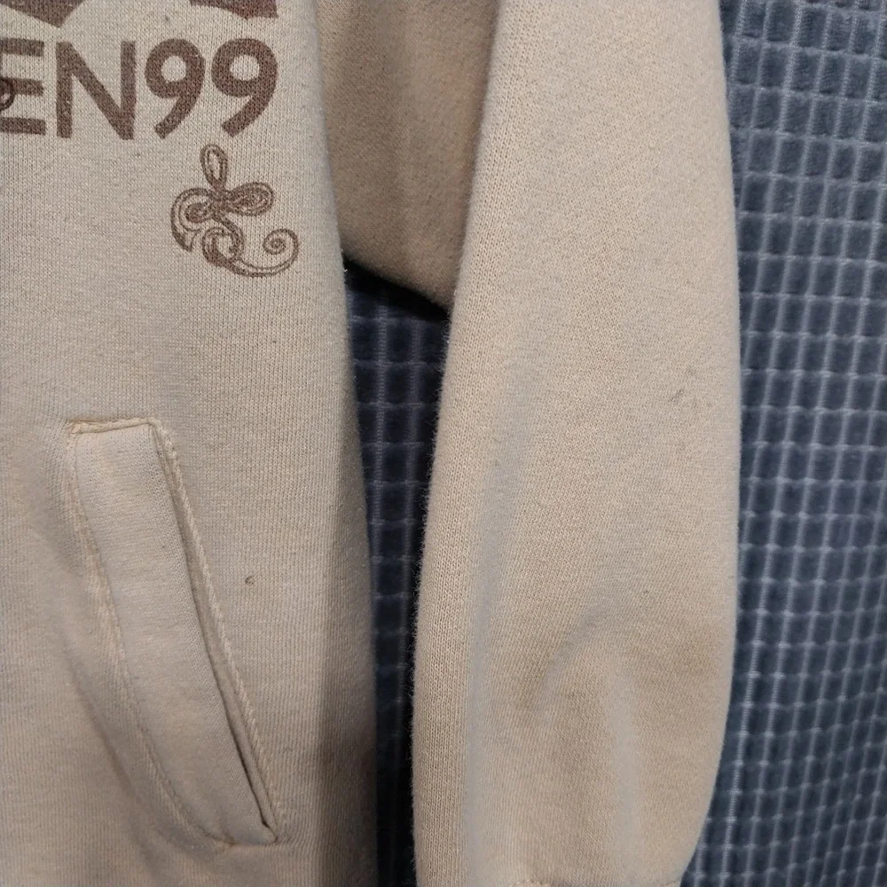 Rocawear Hoodie Zip Up Graphic Logo M (10-12) Tan Brown